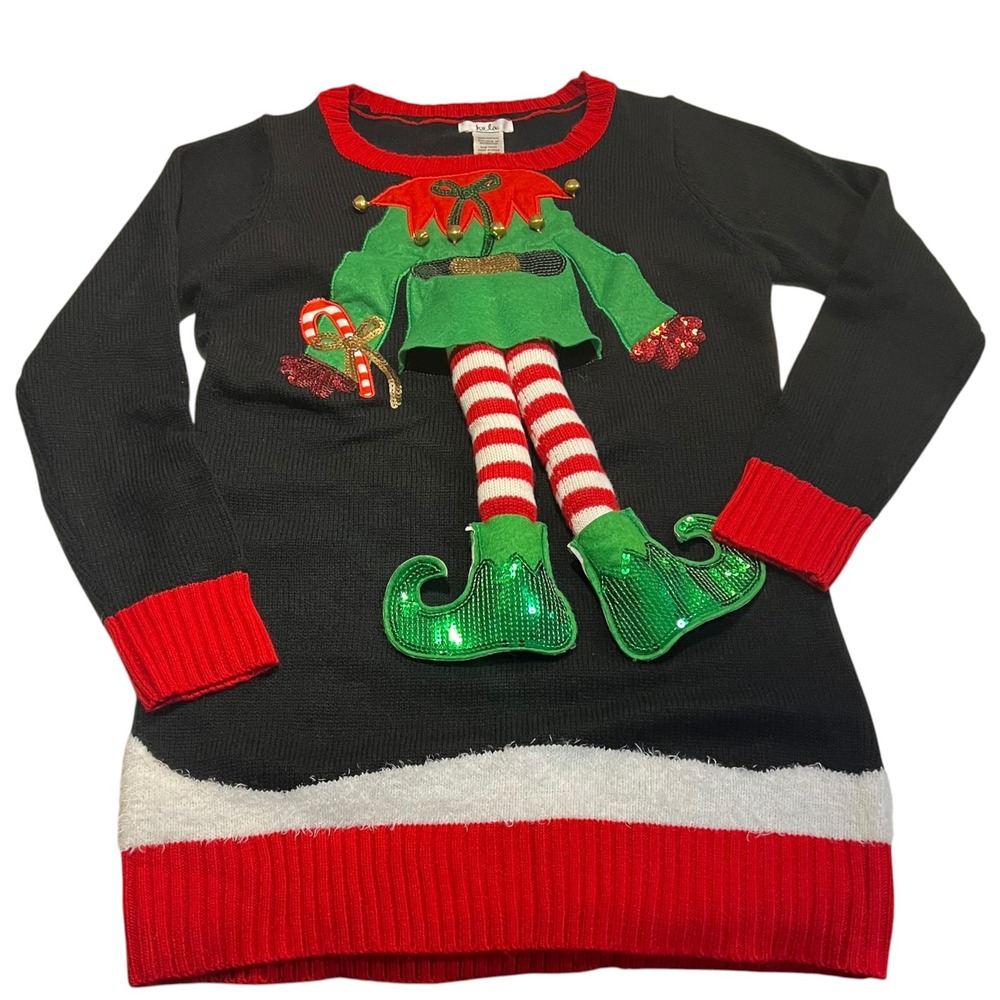 Kela 3D Elf Ugly Christmas Sweater Women's Size Small Holidays Party